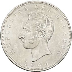 5 Sucres 1944 Antonio Jose de Sucre, KM# 79, vz.Automatically ...