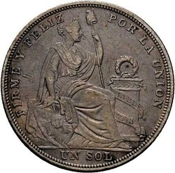 1 Peruanischer Sol, Umlaufmünze von 1923 mit 500er Silber, ...