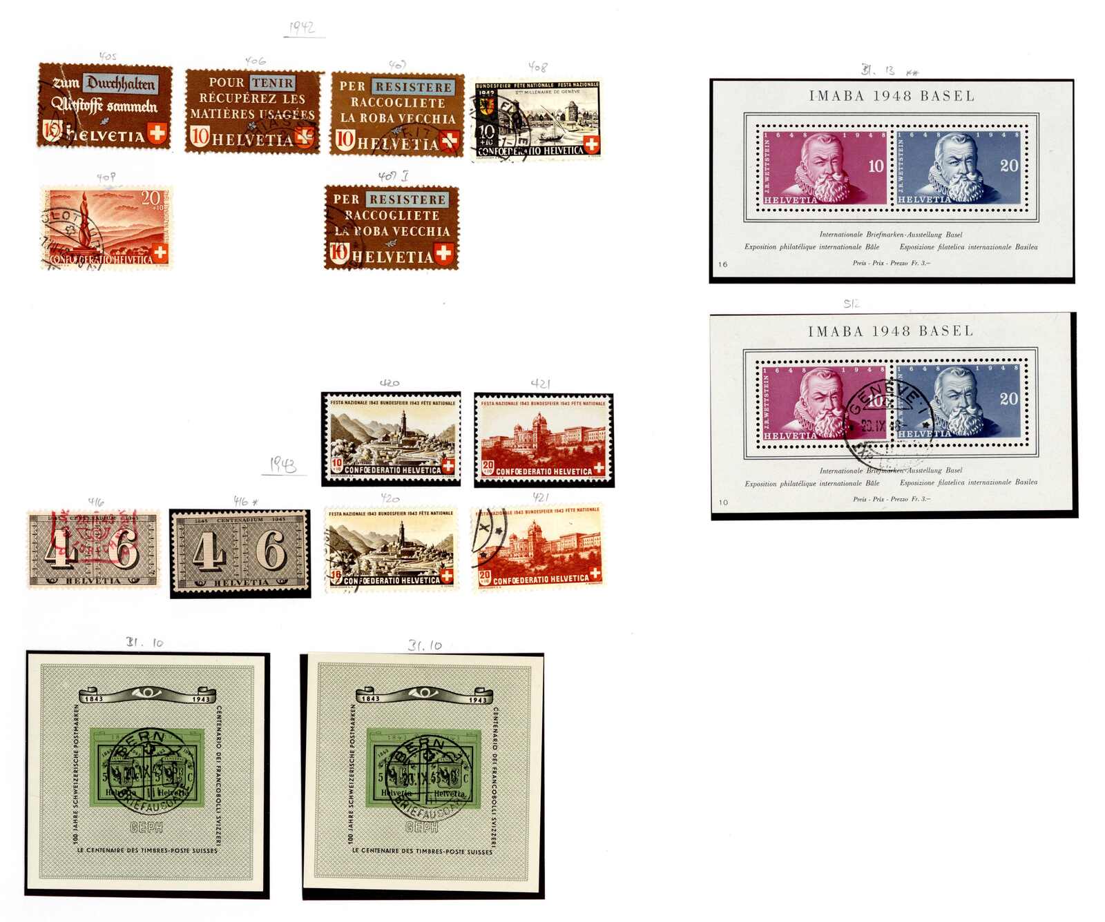 Schweiz Postfr./gest. Sammlung aus 1941- ca. 2000, Einzelwerte bis ...