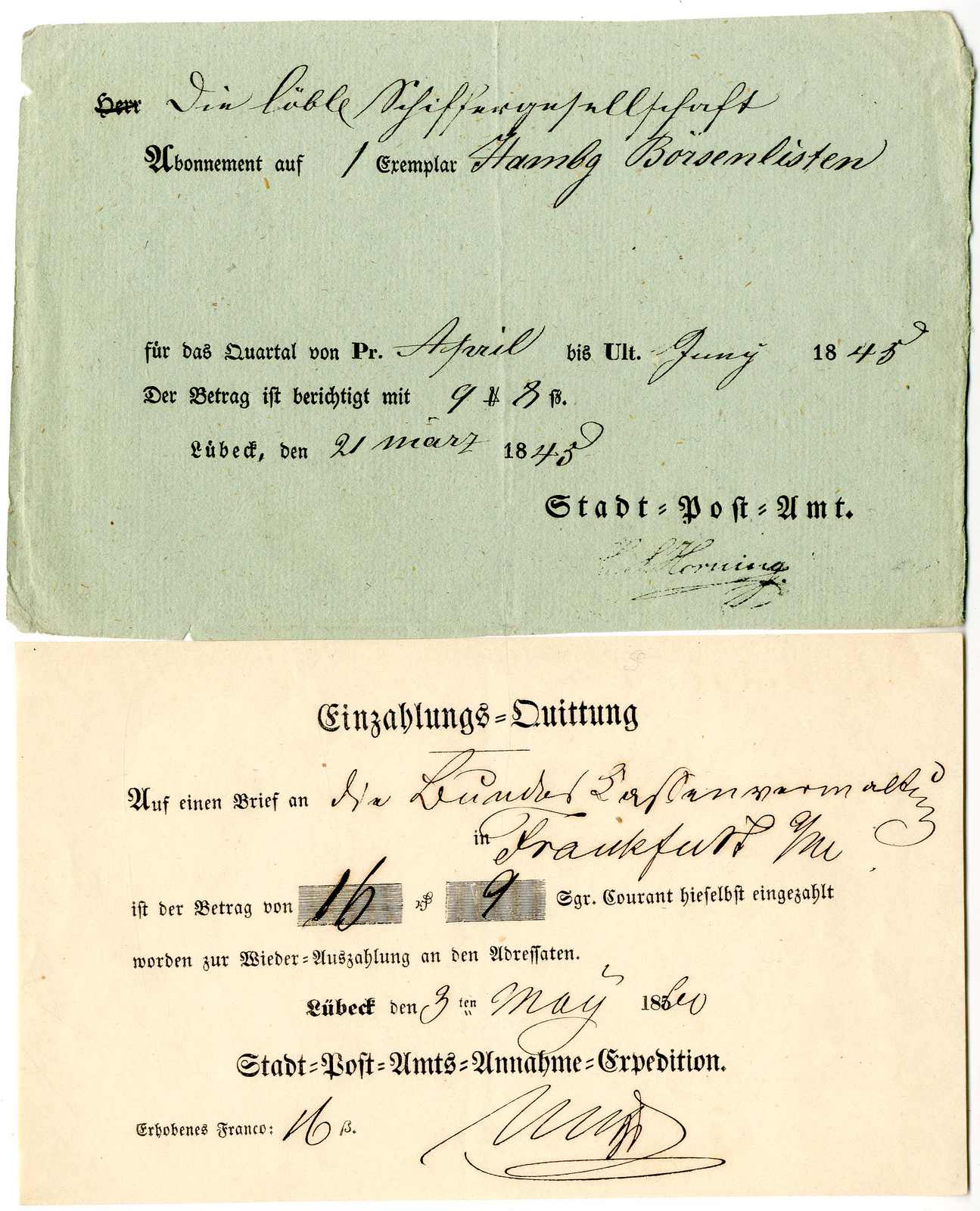 Lot 319 - Altdeutschland Lübeck, Stempel - Karl Pfankuch & Co. auction #222 Lot 319 - Altdeutschland Lübeck, Stempel - Karl Pfankuch & Co. auction #222