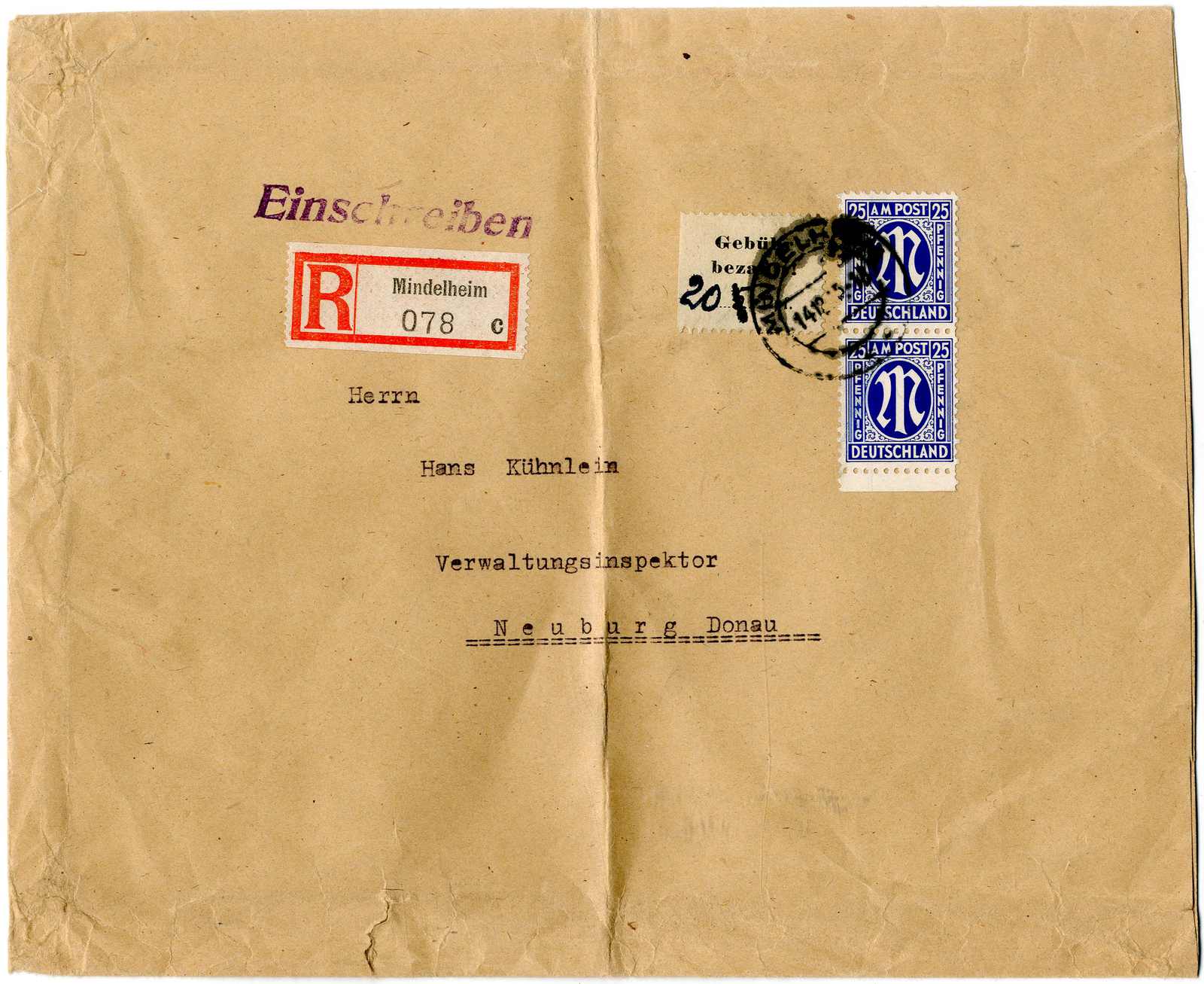 Lot 1268 - deutsche lokalausgabe mindelheim  -  Karl Pfankuch & Co. auction #222