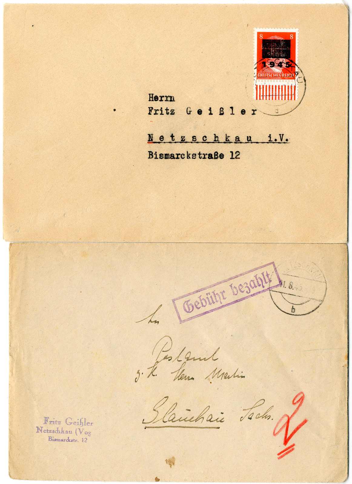 Lot 1272 - deutsche lokalausgabe netzschkau reichenbach - Karl Pfankuch & Co. auction #222 Lot 1272 - deutsche lokalausgabe netzschkau reichenbach - Karl Pfankuch & Co. auction #222