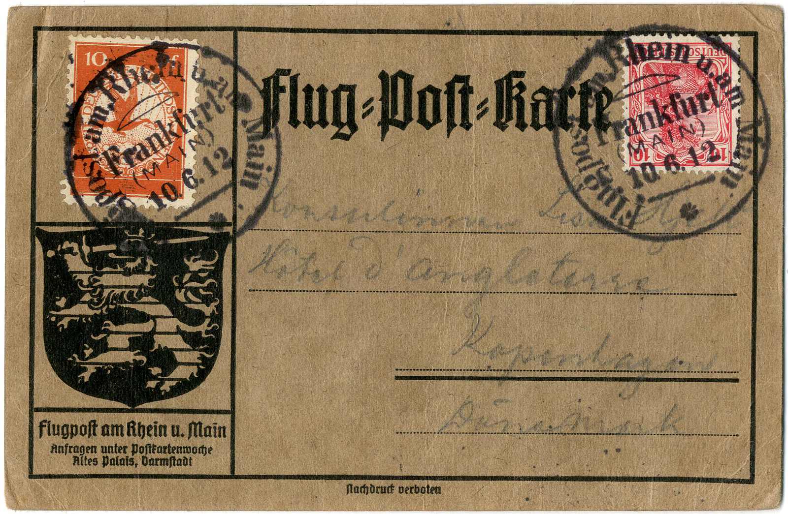 Lot 852 - Zeppelin,Zeppelinpost vor WW-I,Rhein-Main - Karl Pfankuch & Co. auction #222 Lot 852 - Zeppelin,Zeppelinpost vor WW-I,Rhein-Main - Karl Pfankuch & Co. auction #222