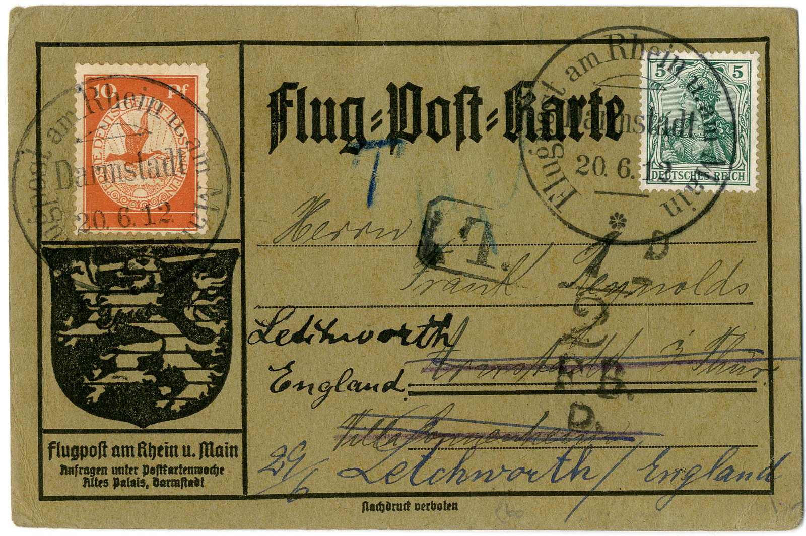 Lot 851 - Zeppelin,Zeppelinpost vor WW-I,Rhein-Main - Karl Pfankuch & Co. auction #222 Lot 851 - Zeppelin,Zeppelinpost vor WW-I,Rhein-Main - Karl Pfankuch & Co. auction #222