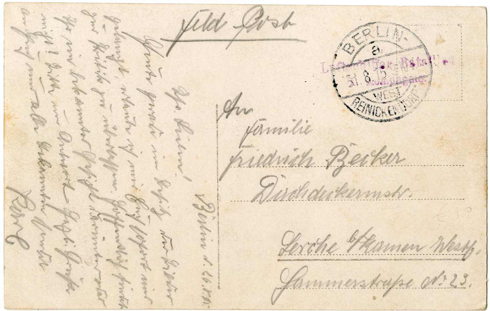 Lot 830 - Zeppelin,Zeppelinpost im 1. WK,Feldpostbelege Luftschiffer, Zeppelin  -  Karl Pfankuch & Co. auction #222