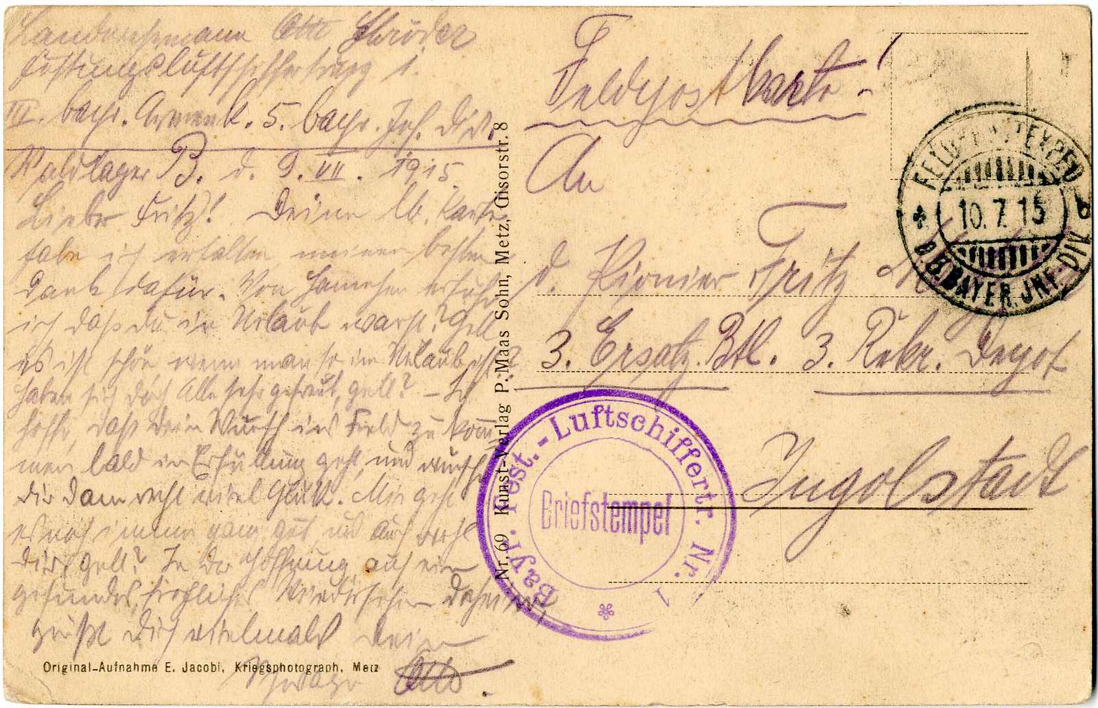 Lot 829 - Zeppelin,Zeppelinpost im 1. WK,Feldpostbelege Luftschiffer, Zeppelin  -  Karl Pfankuch & Co. auction #222