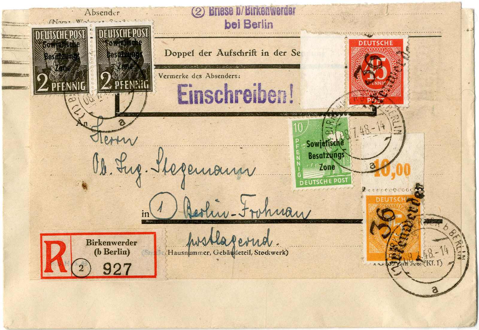 Lot 1129 - sbz handstempel versch. bezirke  -  Karl Pfankuch & Co. auction #222