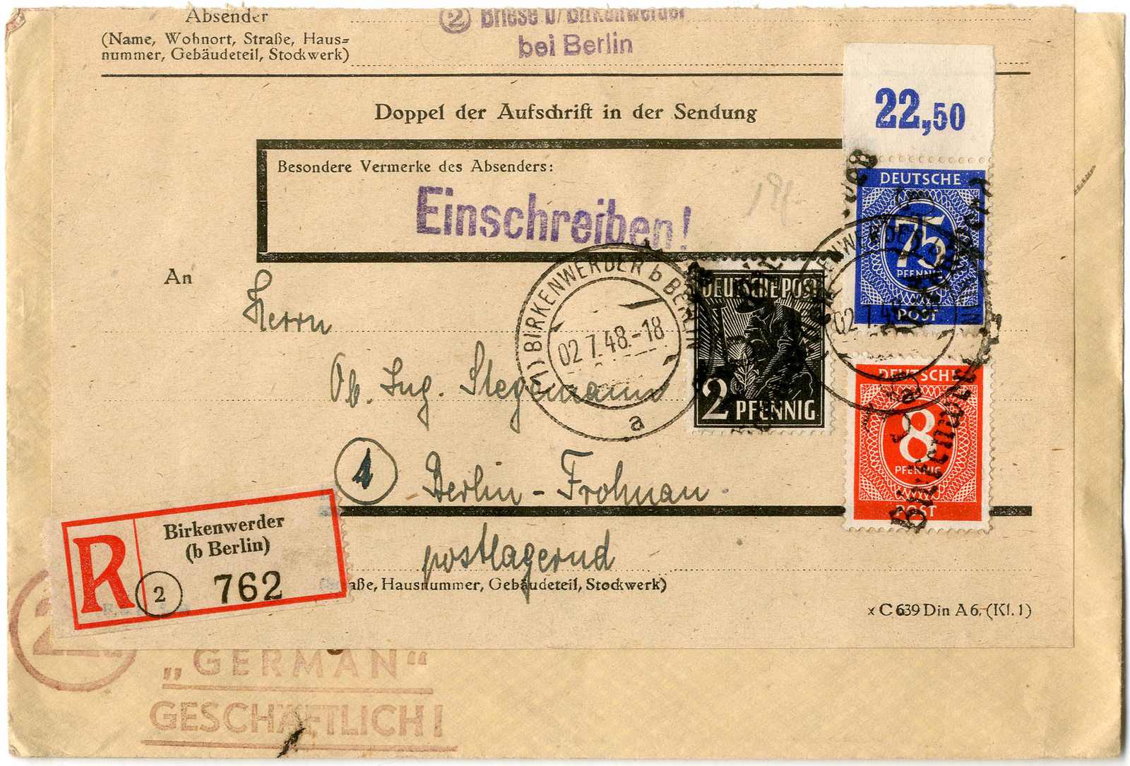Lot 1128 - sbz handstempel versch. bezirke  -  Karl Pfankuch & Co. auction #222
