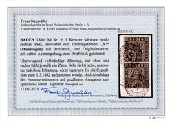 "97" Munzingen, zweimal klar auf Kabinettbriefstück mit senkrechtem ...