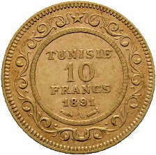 10 Francs 1891 A , Gold 900er, KM# 226, ss.Automatically generated ...