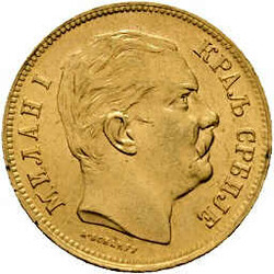 20 Dinar Milan l 1882, Gold 900er, KM# 17.1, ss.Automatically ...