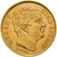 10 Dinar Milan l 1882, Gold 900er, KM# 16, ss.Automatically generated ...