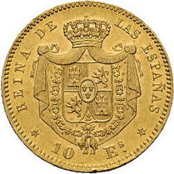 10 Escudos Isabel ll 1868, Gold 900er, KM# 636.1, vz.Automatically ...