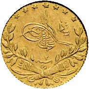 25 Kurush 1327/2 (1910) Muhammad V, Gold 917er, KM# 752, stg ...