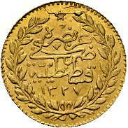 25 Kurush 1327/2 (1910) Muhammad V, Gold 917er, KM# 752, stg ...