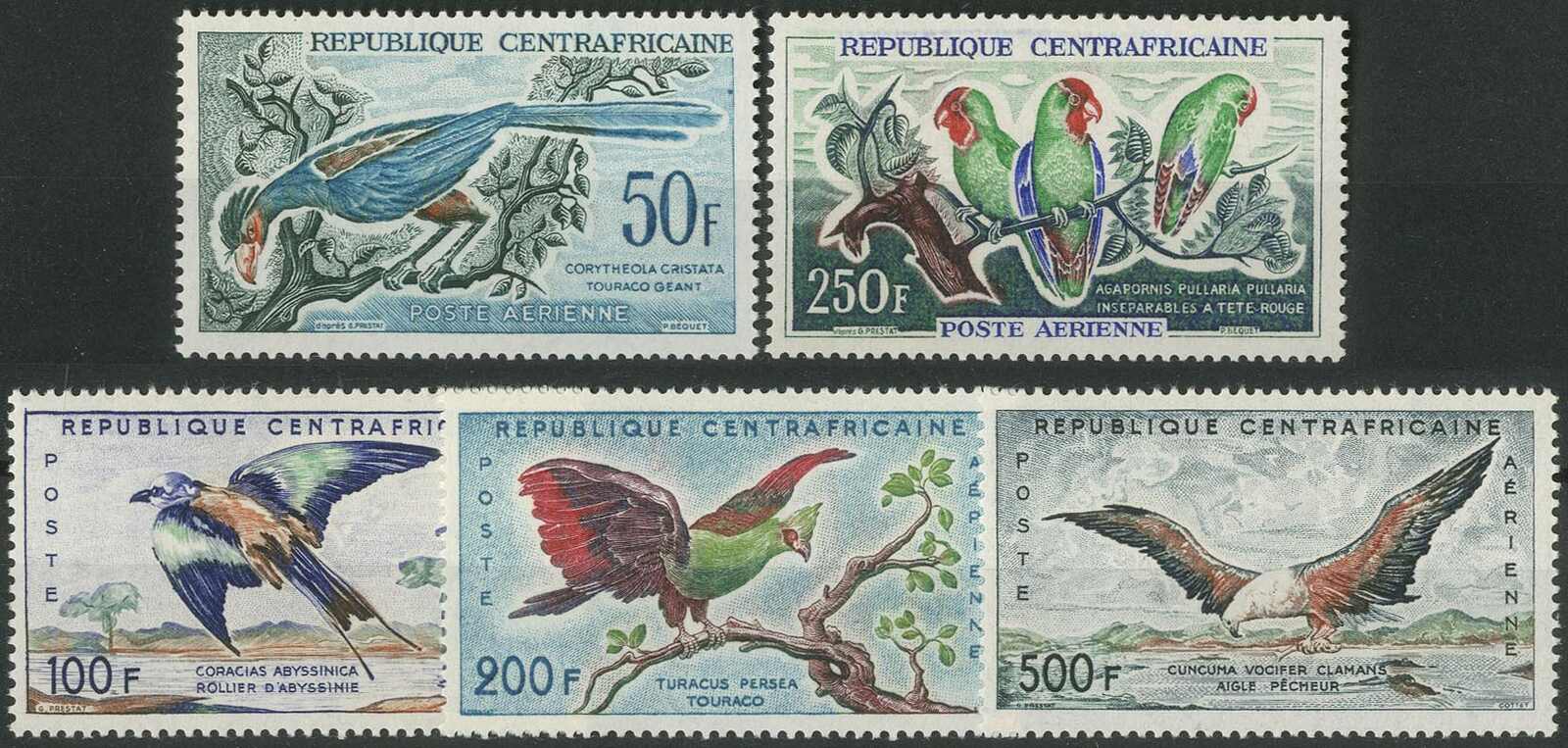 Zentralafrika, Luftpostsätze "Vögel" 1960 und 1962, **, Luxus.