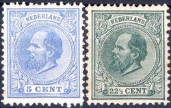 5 C und 22 1/2 C aus Freimarken König Willem III. 1872-1888, sauber ...