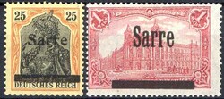 25 (Pf) und 1 M aus Freimarken Marken des Deutschen Reiches (Germania ...