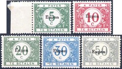 Portomarken mit Audruck Eupen, kompletter Satz, sauber *, Pracht, ...