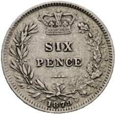 6 Pence 1879, Victoria (1837-1901), KM# 751.2, ss.