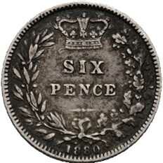 6 Pence 1880, Victoria (1837-1901), KM# 757, ss.