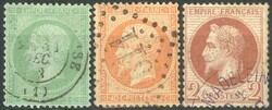 Napoléon III gezähnt, 5 C grün, 40 C orange sowie Napoléon III ...