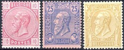 1884, König Leopold II, 10 C rosa, 25 C blau auf rosa sowie 50 C ...