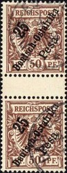 1896, Mi.Nr. 10 ZS, 25 P a. 50 Pfg rötlichbraun im seltenen ...