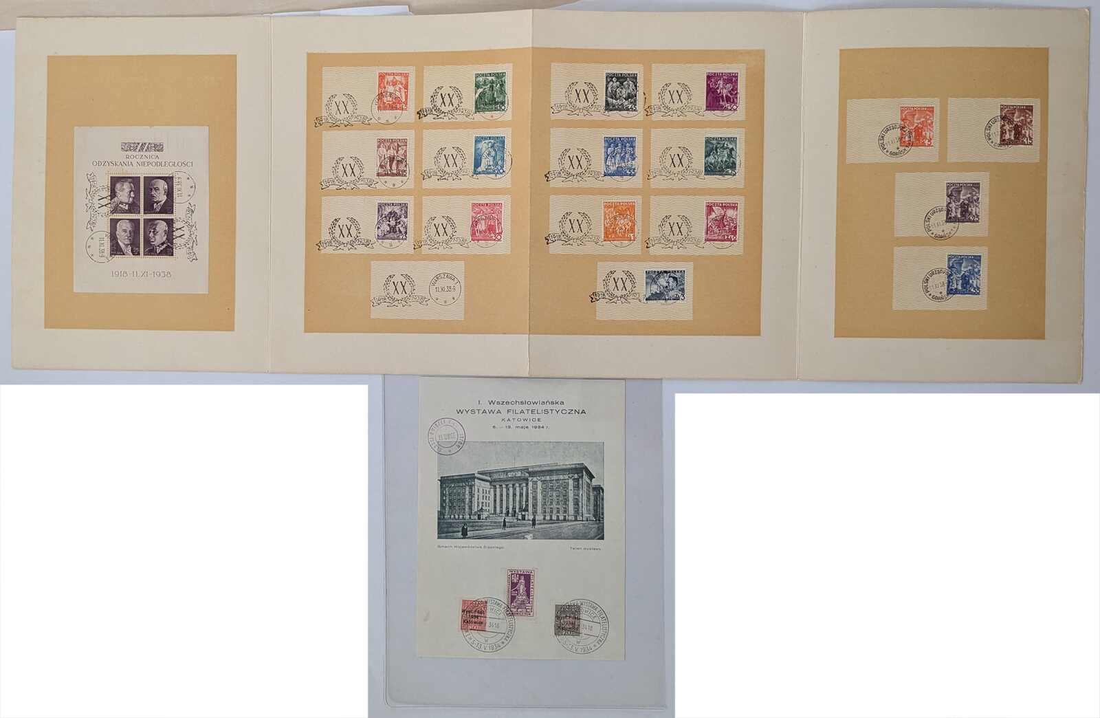 1934, Briefmarkenausstellung KATTOWITZ, Gedenkblatt mit Nr. 285/286 ...