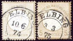 5 Gr. ockerbraun, Elbinger Postfälschung mit K2 ELBING 3.3.75 (dazu ...