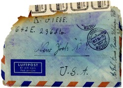 Katastrophenpost: Luftpostbrief (Marke abgefallen) vom 31.7.54 aus ...