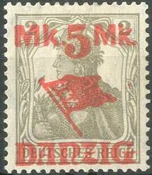 5 Mark auf 2 Pf. Germania ohne Netzunterdruck, sauber ungebraucht, ...