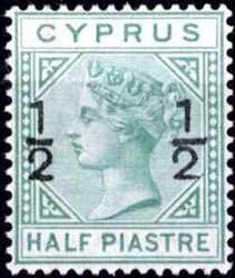 1/2 auf 1/2 Piastre Victoria mit lokalem Aufdruck, 1882, sauber ...