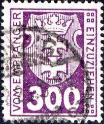 300 Pf. Wz. 3 Y, sauber und zeitgerecht gest., gepr. Infla, Pracht. ...