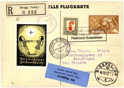 drei dekorative Flugpostbelege mit div. Frankaturen und Stempeln, ...