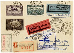 3. Südamerikafahrt 1933, Post ab Franz. Marokko, dekorative ...
