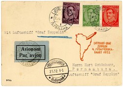 Südamerikafahrt, Karte aus Ljubljana nach Brasilien, frankiert mit ...