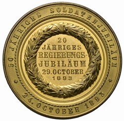 Sachsen-Albertinische Linie, Vergoldete Bronzemedaille 1893, von ...