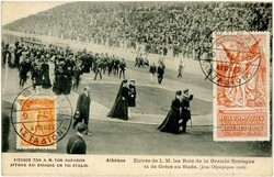 AK Olympiastadion Athen, Abb. Einmarsch des griech, und britischen ...