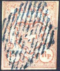 1852, 15 Rp RAYON III ziegelrot, Zumstein Nr. 18 Type 6, sauber mit ...