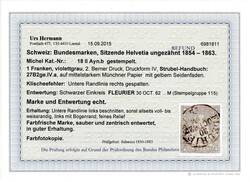 1 Franken violettgrau, 2. Berner Druck auf mittelstarkem Münchner ...