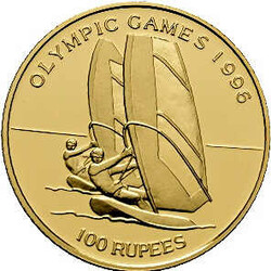 Seychellen: 100 Rupees 1995 "Olympic games Atlanta", Gold 0,583, K.M. ...