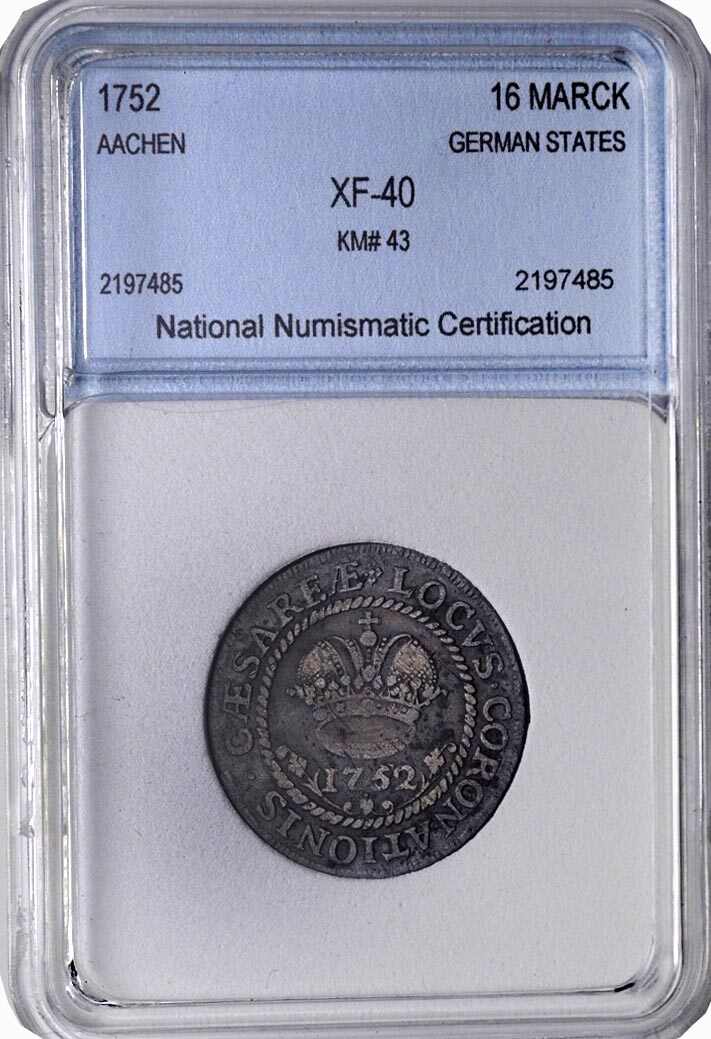 Aachen, Frei Stadt, 16 Marck 1752, KM# 42, mit NNC-Grading ...