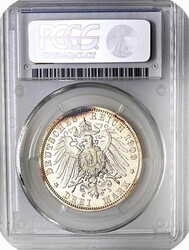 Preussen: 3 Mark 1909 A, Wilhelm II. (1888-1918), mit PCGS-Grading ...