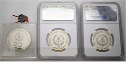 1977/1982, Lot von drei verschiedenen PP-Gedenkmünzen mit 20 Mark ...