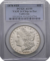 1878 8TF Morgan Silver Dollar, PCGS AU-55, VAM 14 Chip in Ear, ...