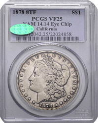 1878 8TF Morgan Silver Dollar, PCGS VS-25, VAM 14.14, Eye Chip, ...