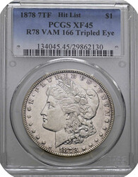 1878 7TF Morgan Silver Dollar Hit List, PCGS XF-45, R78 VAM 166 ...