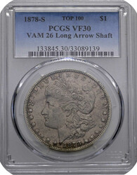 1878-S Morgan Silver Dollar Top 100, PCGS VF-30, VAM 26 Long Arrow ...