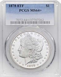 1878-8TF Morgan Silver Dollar, PCGS MS-64+